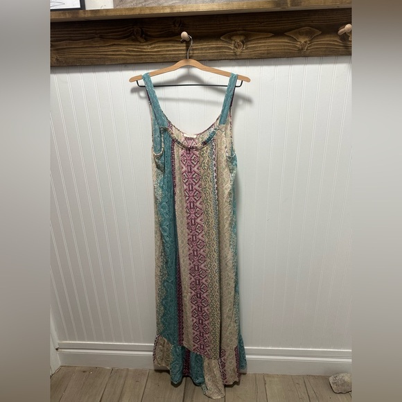lovestitch Dresses & Skirts - Lovestitch Teal and Pink Patterned patchwork boho prairie Maxi Dress Sz s